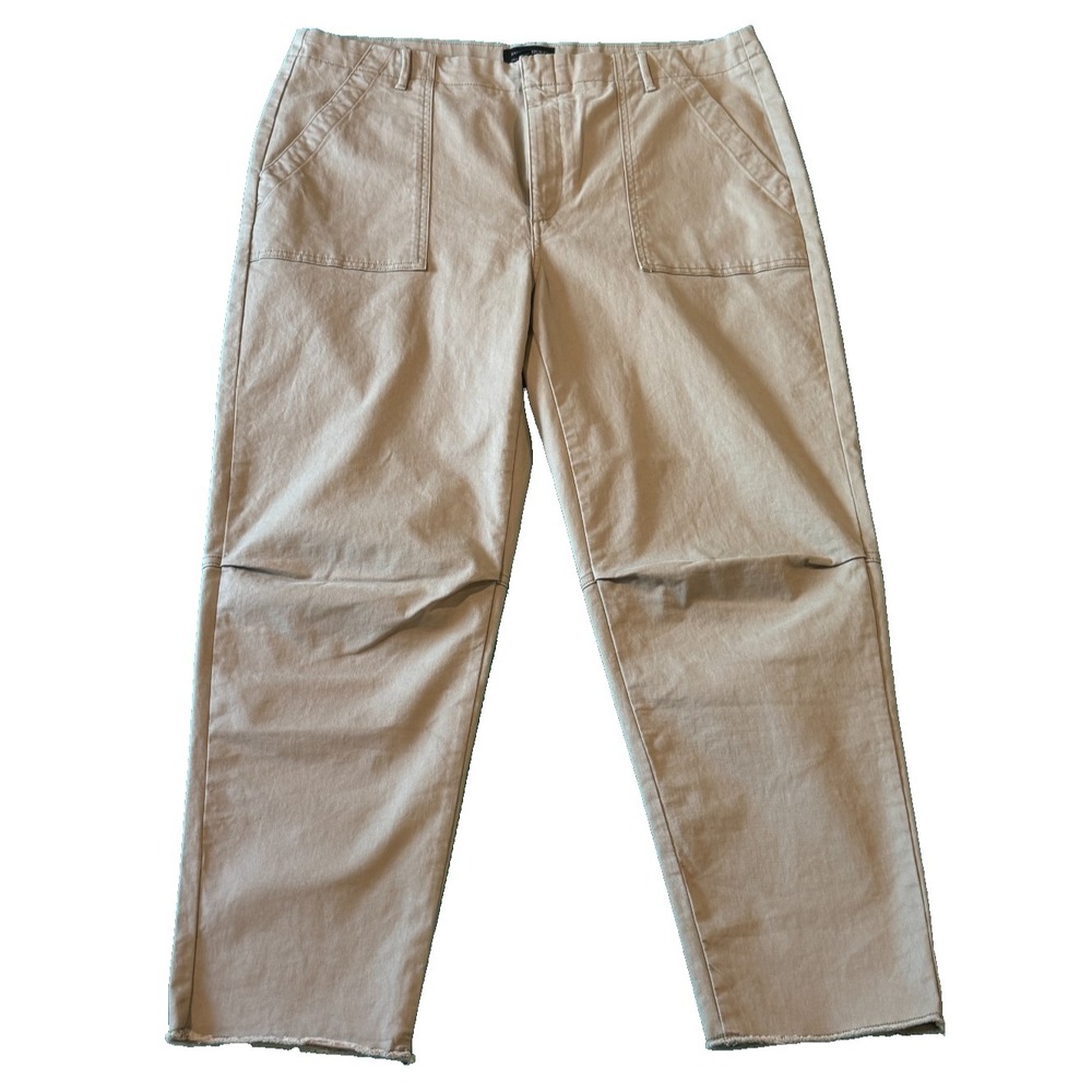 Banana Republic Girlfriend Authentic Chino Pants Womens 16 Khaki Raw Hem Utility